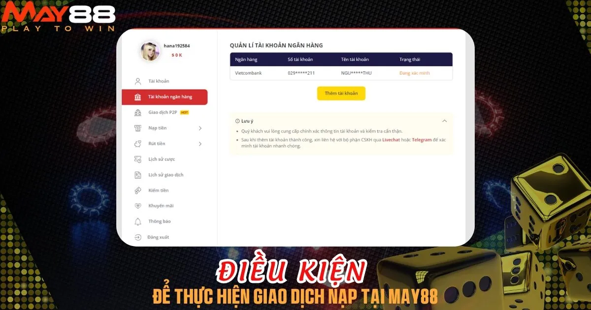 Điều kiện để tham gia nạp tiền May88 